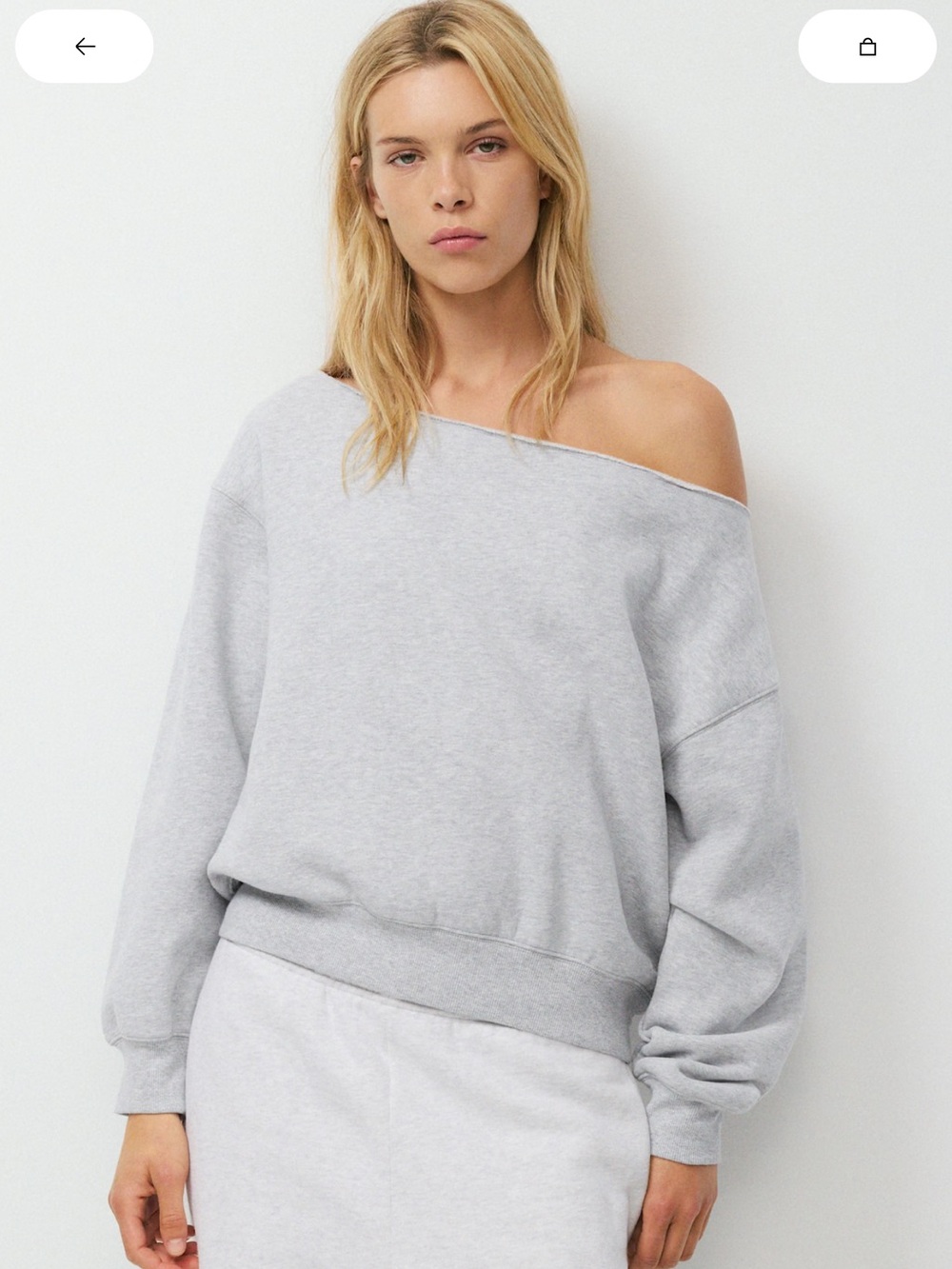 Cozy sweatfleece BF off-shoulder sweatshirt
